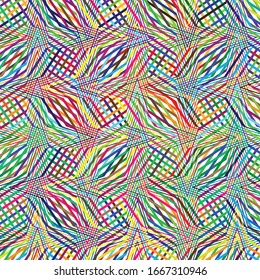 Monochrome wavy, zig-zag, curvy, criss-cross intersected, interlocked, interlace lines abstract texture, pattern