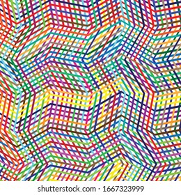 Monochrome wavy, zig-zag, curvy, criss-cross intersected, interlocked, interlace lines abstract texture, pattern