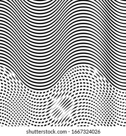 Monochrome wavy, zig-zag, curvy, criss-cross intersected, interlocked, interlace lines abstract texture, pattern