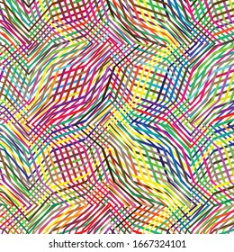 Monochrome wavy, zig-zag, curvy, criss-cross intersected, interlocked, interlace lines abstract texture, pattern