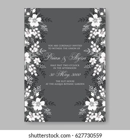 Monochrome wedding invitation vector template