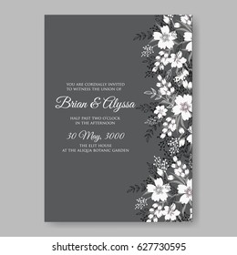 Monochrome wedding invitation vector template
