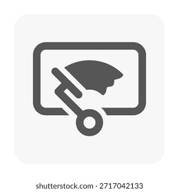 Icono monocromo del Vector del limpiaparabrisas en estilo de contorno limpio y minimalista. La simple ilustración automotriz destaca la función esencial, perfecta para paneles, interfaces de interfaz de usuario y manuales.