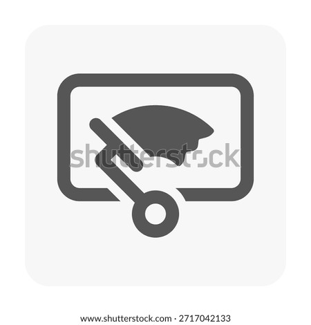 Monochrome windshield wiper vector icon in clean, minimalist outline style. Simple automotive illustration highlights essential function, perfect for dashboards, UI interfaces and manuals.