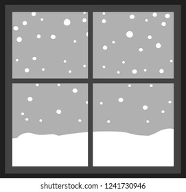 Monochrome Wnter Snowfall Simple window