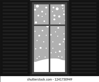 Monochrome Wnter Snowfall Simple window