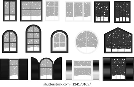 Monochrome Wnter Snowfall Simple window set