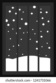 Monochrome Wnter Snowfall Simple window
