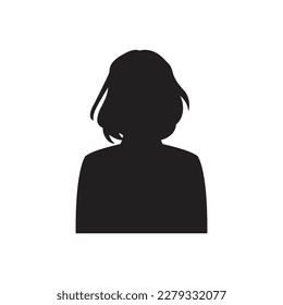 Monochrome woman avatar silhouette. User icon vector in trendy flat design.