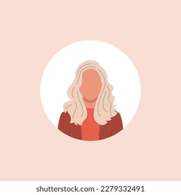 Monochrome woman avatar silhouette. User icon vector in trendy flat design.