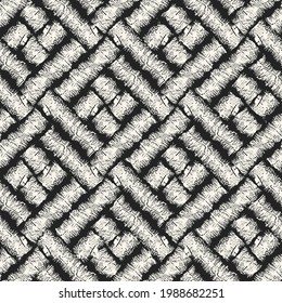Monochrome Wood Grain Textured Checked Seamless Pattern