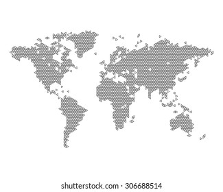 Monochrome World Map Consisting Outlined Triangles Stock Vector ...