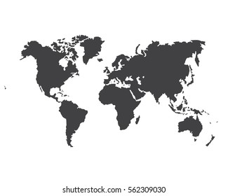  Monochrome Worldmap Vector template for website, design, cover, annual reports, infographics. World map for infographic. Silhouette world map. 