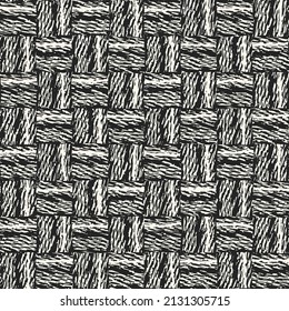 Monochrome Woven Effect Textured Checked Pattern