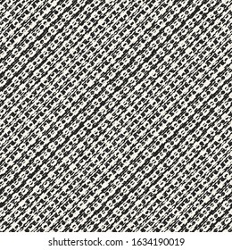 Monochrome Woven Effect Textured Diagonal Striped Background. Seamless Pattern.