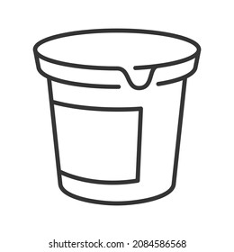 Monochrome yogurt line icon vector illustration. Healthy dairy food product package with label for health dietary nutrition isolated on white. Yoghurt plastic pack yummy delicious creamy dessert