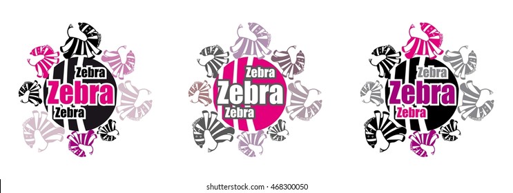 monochrome Zebra pattern, funny, stylized, black and white, 
pink