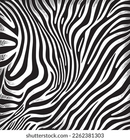 Monochrome Zebra Stripes Seamless Vector Pattern, Black and White Animal Print for Fabric, Textile, Fashion, Wrapping Paper, Background, Wallpaper, and Stationery