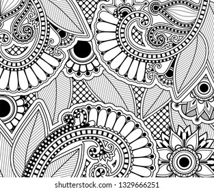 Monochrome zentangle doodle antistress pattern