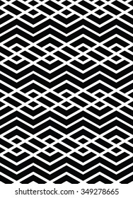 Monochrome zigzag abstract textured geometric seamless pattern. Symmetric black and white vector textile backdrop.