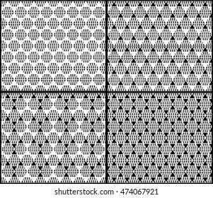 Monochrome zigzag line in hexagon seamless pattern background.