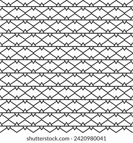 Monochrome zigzag line pattern background, minimal black and white geometric pattern, vector illustration.