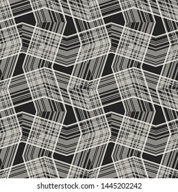 Monochrome Zigzag Stroke Mesh Graphic Motif. Seamless Pattern.