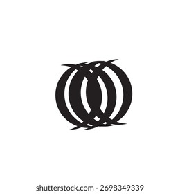 Un icono geométrico abstracto monocromático con tres óvalos o anillos superpuestos dispuestos verticalmente.