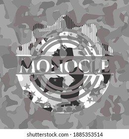 Monocle grau getarntes Emblem. Vektorgrafik. 