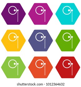 Monocle icon set many color hexahedron isolated on white vector illustration