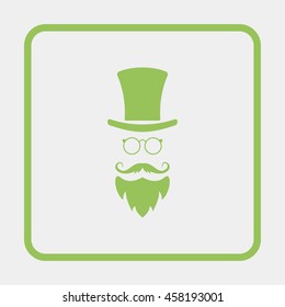 Monocle. Mustaches. Hat.