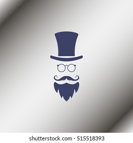 Monocle. Mustaches. Hat.