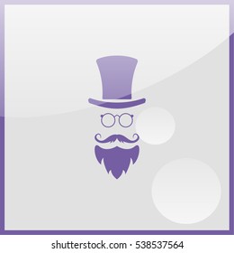 Monocle. Mustaches. Hat.
