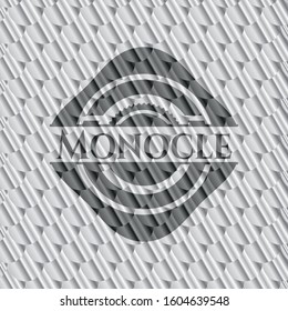 Monocle silver color emblem. Scales pattern. Vector Illustration. Detailed.