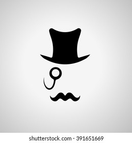monocle top hat black vector symbol icon