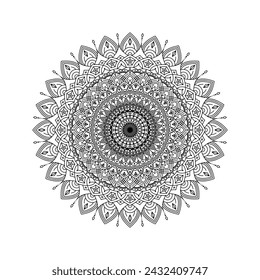 Monocohromatic Black And White Intricate Mandala Shape Isolated Transparent Vector Clipart