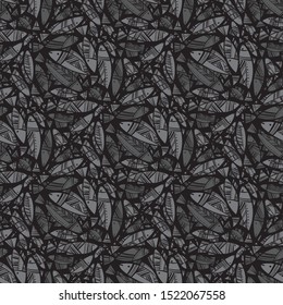 Mono-color black and white school of fish seamless pattern for background, wrap, fabric, textile, wrap, surface, web and print design. Trout, herring or cod decorative fish vector rapport.