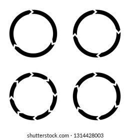 Monocromatic circle arrows for infographic. Template pie charts with 3, 4, 6 and 8 steps isolated on white background. Template for diagram, graph, presentation and chart. Business concept