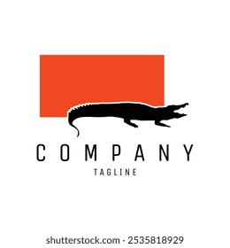 monocrome alligator silhouette. isolated white background view from the side. best for logos, badges, stickers, t-shirts.