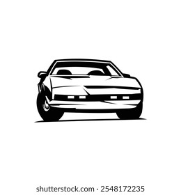 monocrome Knight Rider vintage car vector design. isolated white background shown from the side. best for logo, badge, emblem, icon, sticker design. available in eps 10