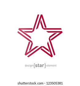 The monocrome red star from ribbon vector illustration