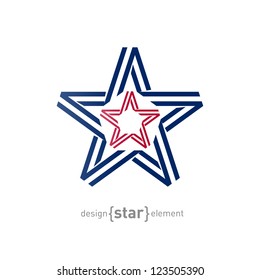 The monocrome star from ribbon vector illustration