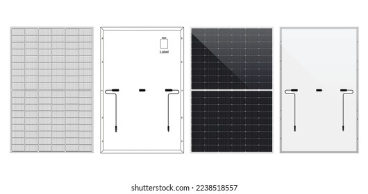 Monokristalline Silicium-Solarzellen-Paneel einzeln auf weißem Hintergrund.Grafische Vektorgrafik.Monokristalline Silizium-Solarzellen-Modell.
