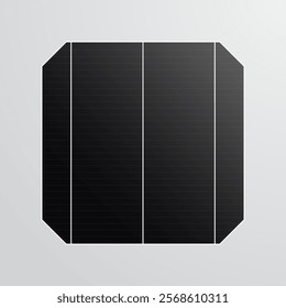 Monocrystalline solar cell for solar panel. Sun energy battery. Concept of alternative green energy and eco-friendly. Vector illustration.