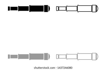Monocular black grey set icon