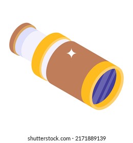 Monocular Device Used By Pirates In Isometric Icon

