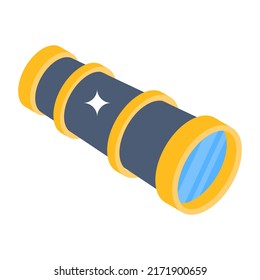 Monocular Device Used By Pirates In Isometric Icon

