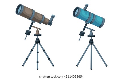 Monocular como telescopio refractante modificado en trípode para ver conjunto de vectores de objetos distantes