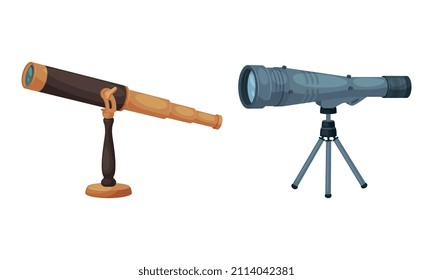 Monocular as Modified Refracting Telescope for Viewing Distant Object Vector Set