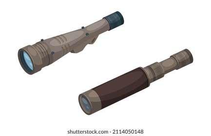 Monocular as Modified Refracting Telescope for Viewing Distant Object Vector Set